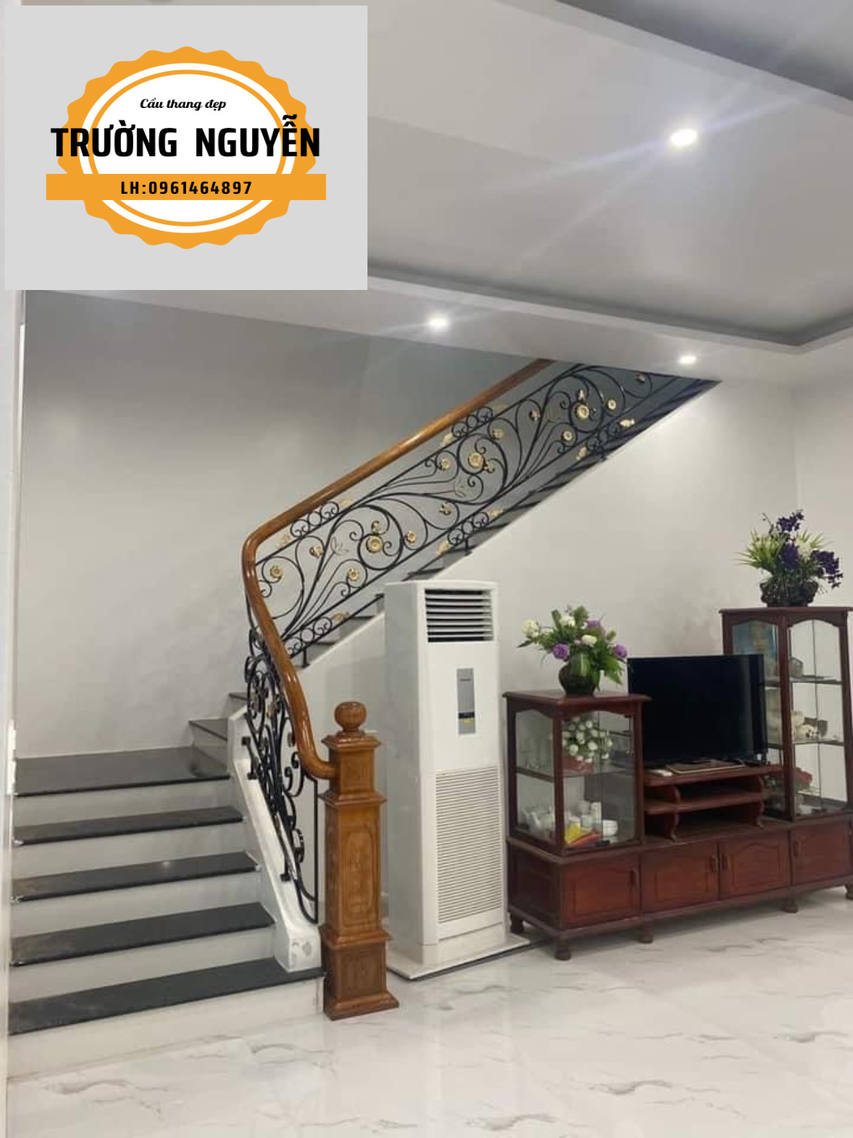 Cầu thang sắt phên hoa văn nghệt thuật